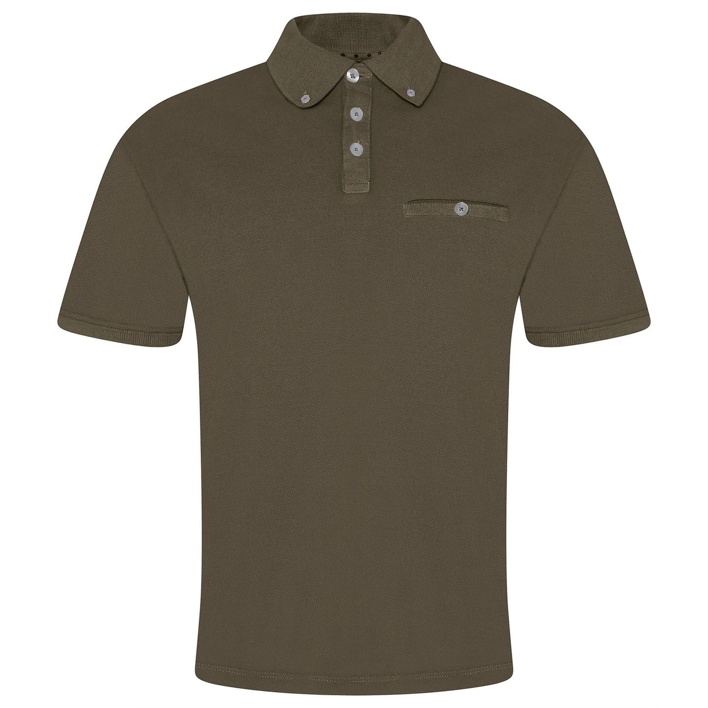Evryone Mens Cotton Pique Polo Shirt Button Collar Short Sleeve Casual - Collar Detail - QHA UK
