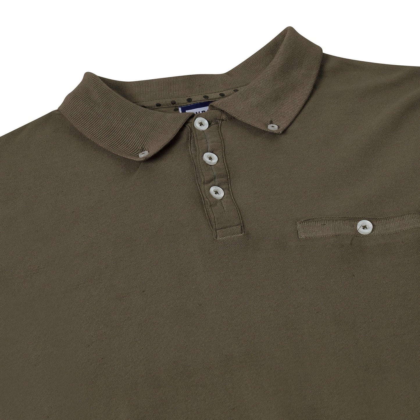Evryone Mens Cotton Pique Polo Shirt Button Collar Short Sleeve Casual - Collar Detail - QHA UK