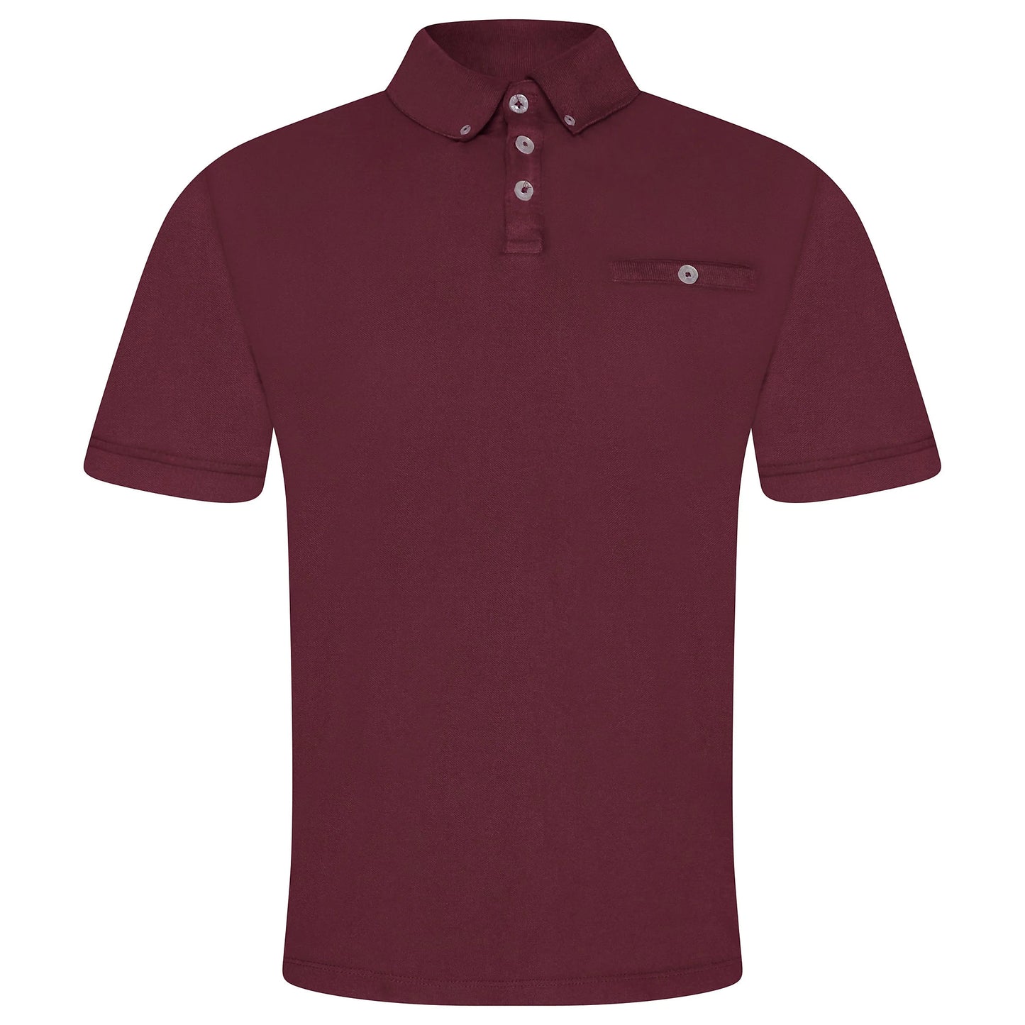 Evryone Mens Cotton Pique Polo Shirt Button Collar Short Sleeve Casual - Collar Detail - QHA UK