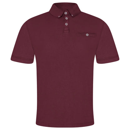 Evryone Mens Cotton Pique Polo Shirt Button Collar Short Sleeve Casual - Collar Detail - QHA UK