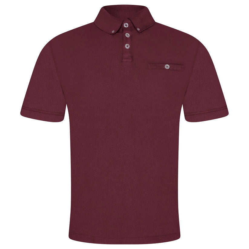 Evryone Mens Cotton Pique Polo Shirt Button Collar Short Sleeve Casual - Collar Detail - QHA UK