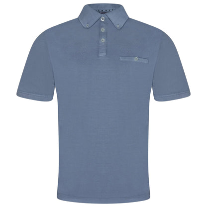 Evryone Mens Cotton Pique Polo Shirt Button Collar Short Sleeve Casual - Collar Detail - QHA UK