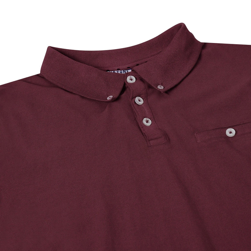 Evryone Mens Cotton Pique Polo Shirt Button Collar Short Sleeve Casual - Collar Detail - QHA UK