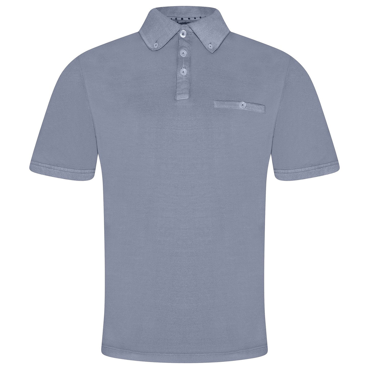 Evryone Mens Cotton Pique Polo Shirt Button Collar Short Sleeve Casual - Collar Detail - QHA UK