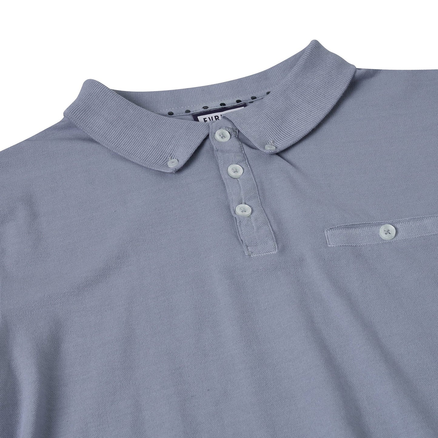 Evryone Mens Cotton Pique Polo Shirt Button Collar Short Sleeve Casual - Collar Detail - QHA UK