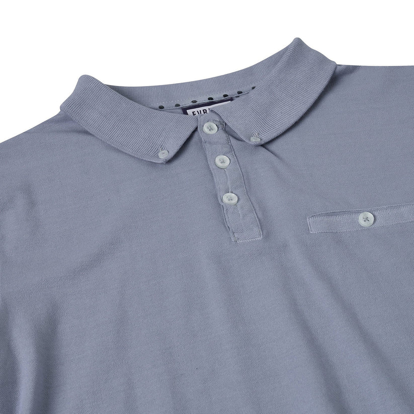 Evryone Mens Cotton Pique Polo Shirt Button Collar Short Sleeve Casual - Collar Detail - QHA UK