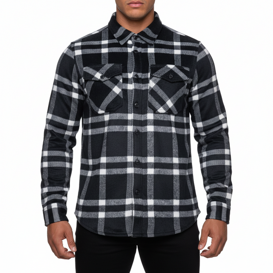 Men's Brushed Cotton Check Overshirt Long Sleeve Regular Fit S-2XL | QHA UK - QHA UK