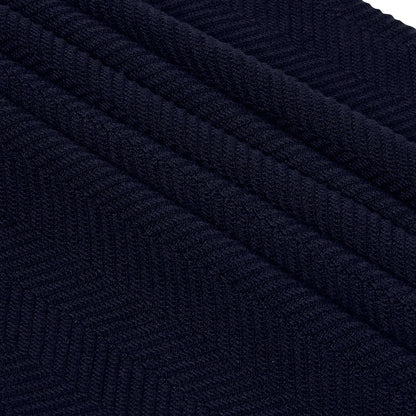 Mens Crew Neck Jumper Chevron Knit Cotton Blend Casual Sweater - Collar Detail - QHA UK