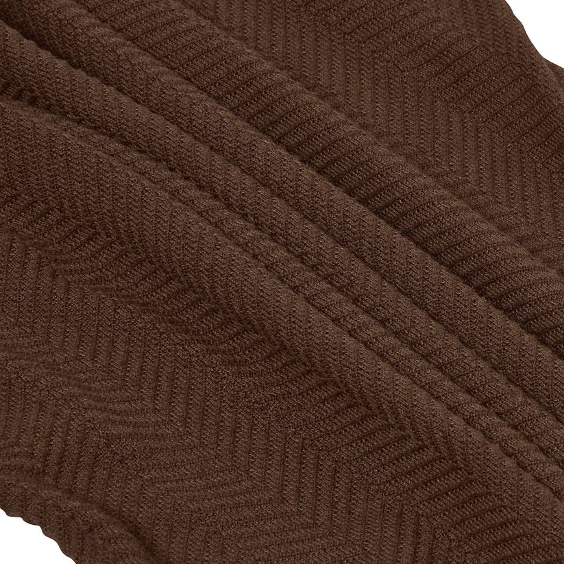Mens Crew Neck Jumper Chevron Knit Cotton Blend Casual Sweater - Collar Detail - QHA UK