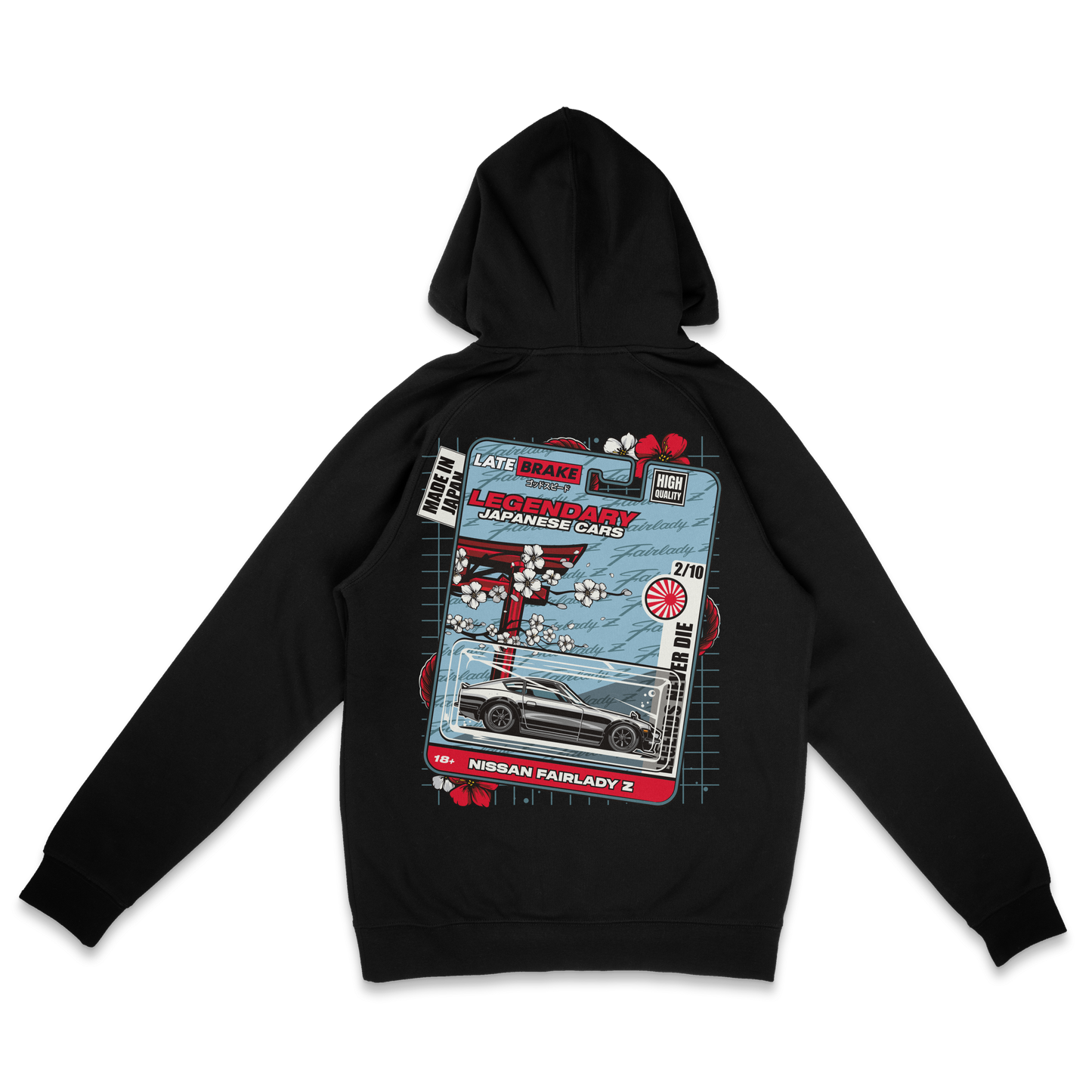 Late Brake Fairlady Die-cast Hoodie T-Shirt Car Enthusiast Tee | Late - QHA UK