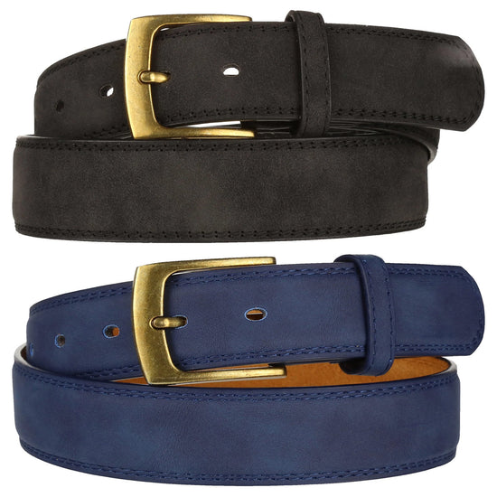 Forest Mens Premium Nubuck Leather Belt 1.25" Classic Buckle MB03 - QHA UK