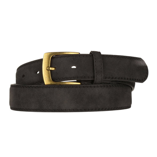 Forest Mens Premium Nubuck Leather Belt 1.25" Classic Buckle MB03 - Buckle Detail - QHA UK