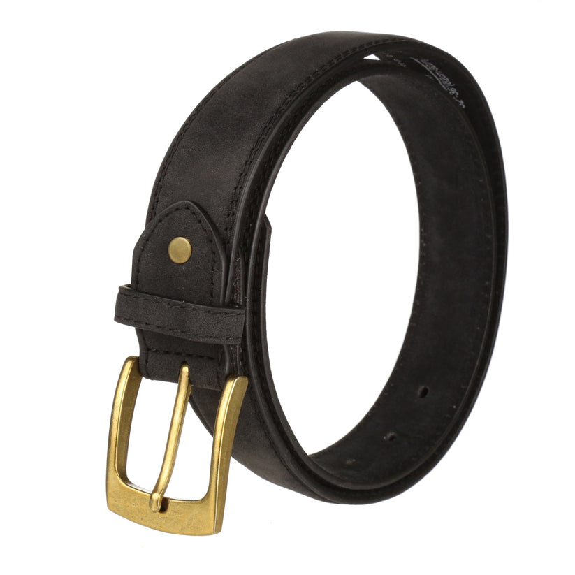 Forest Mens Premium Nubuck Leather Belt 1.25" Classic Buckle MB03 - Buckle Detail - QHA UK