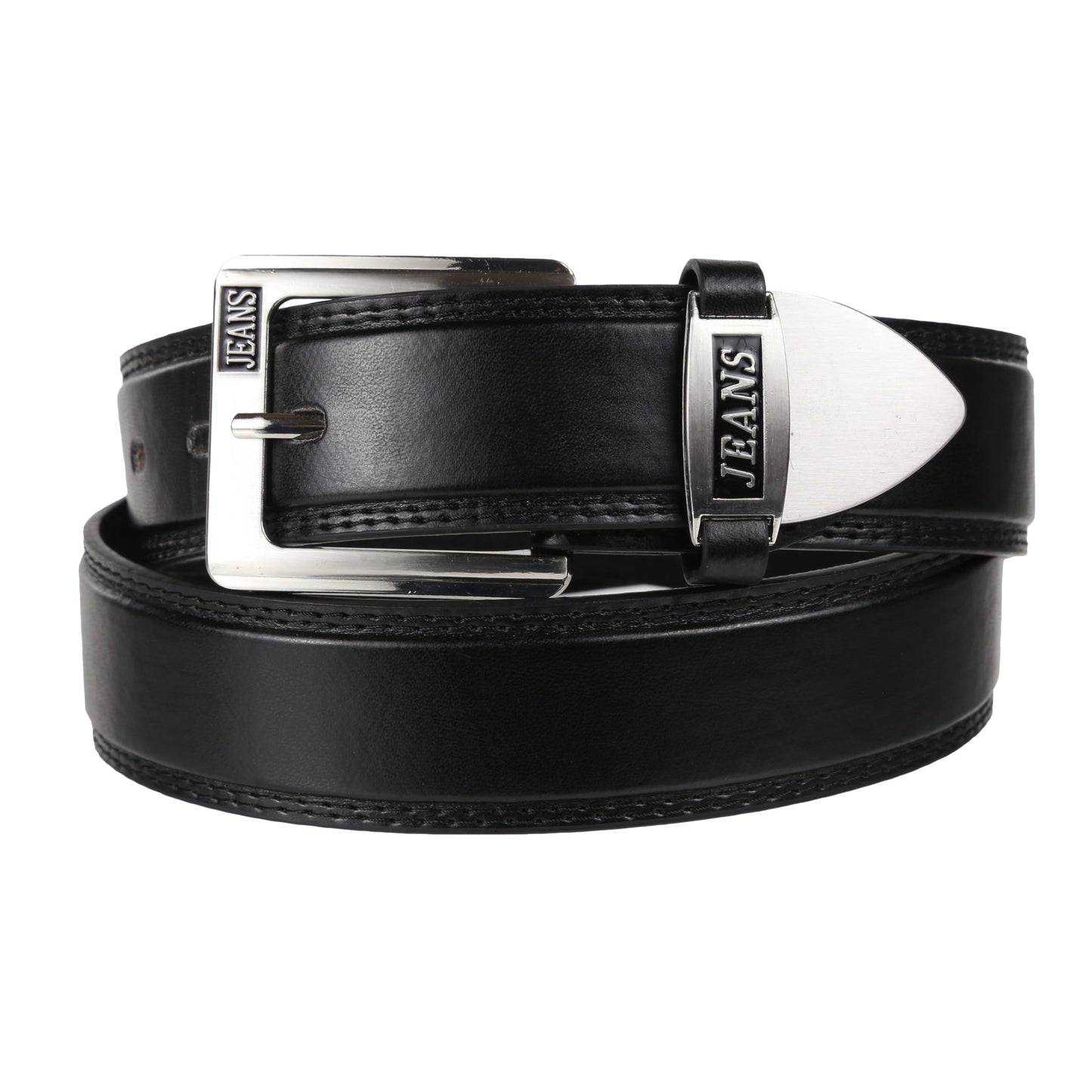 Forest Mens 1.5" Bonded Leather Jeans Belt Casual Work Buckle MB7001 - Buckle Detail - QHA UK