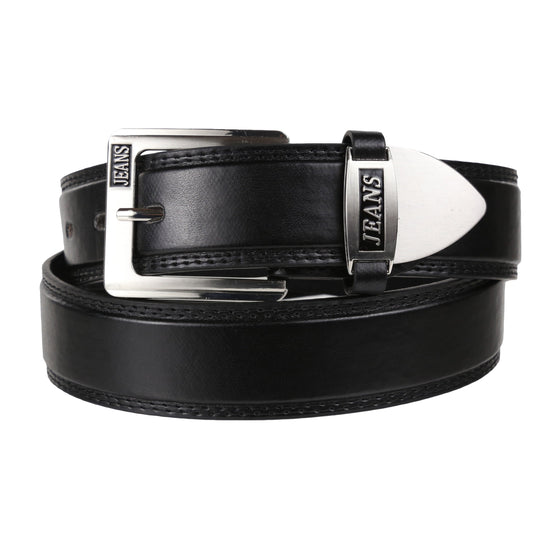 Forest Mens 1.5" Bonded Leather Jeans Belt Casual Work Buckle MB7001 - Buckle Detail - QHA UK