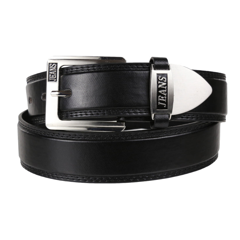 Forest Mens 1.5" Bonded Leather Jeans Belt Casual Work Buckle MB7001 - Buckle Detail - QHA UK