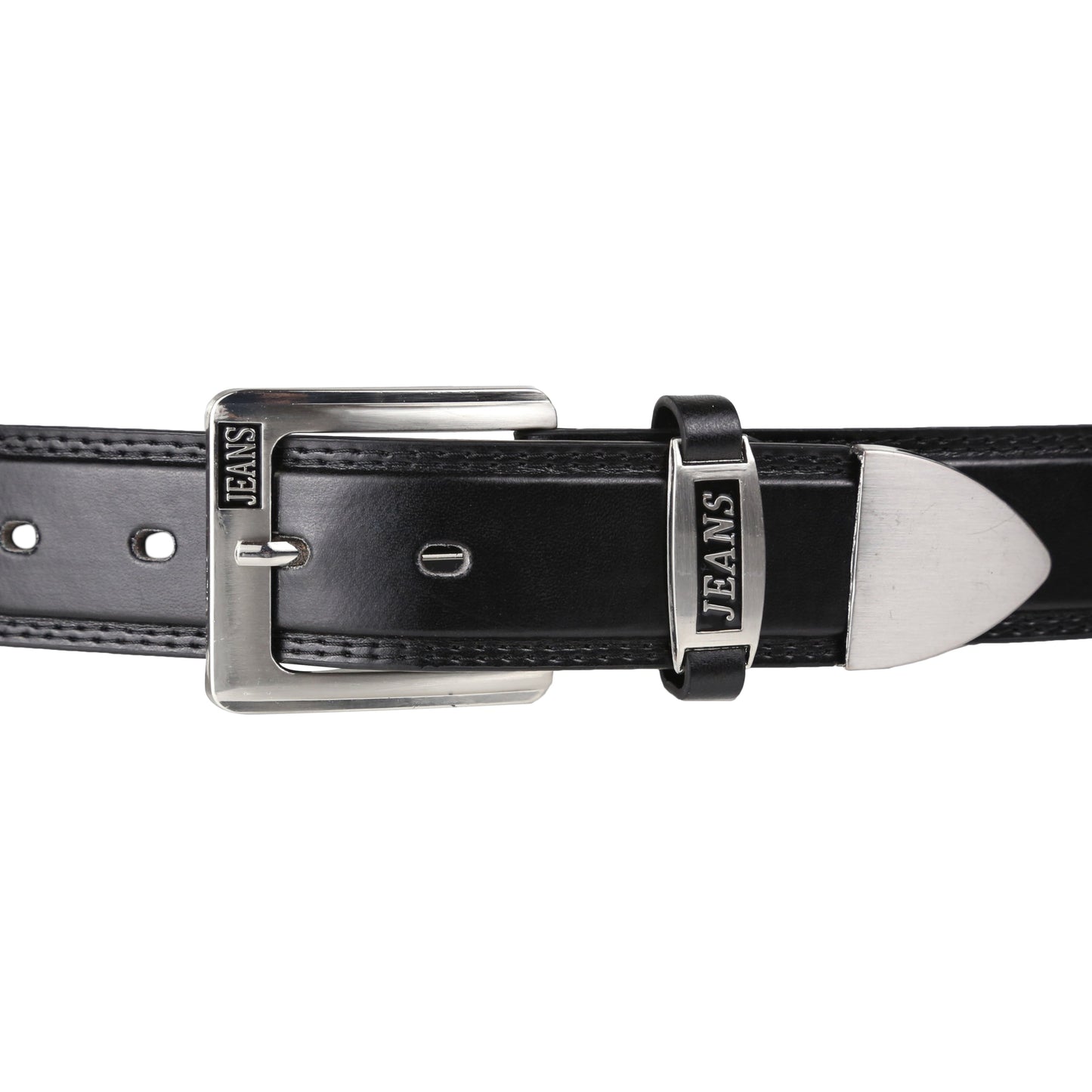 Forest Mens 1.5" Bonded Leather Jeans Belt Casual Work Buckle MB7001 - Buckle Detail - QHA UK
