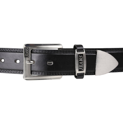 Forest Mens 1.5" Bonded Leather Jeans Belt Casual Work Buckle MB7001 - Buckle Detail - QHA UK
