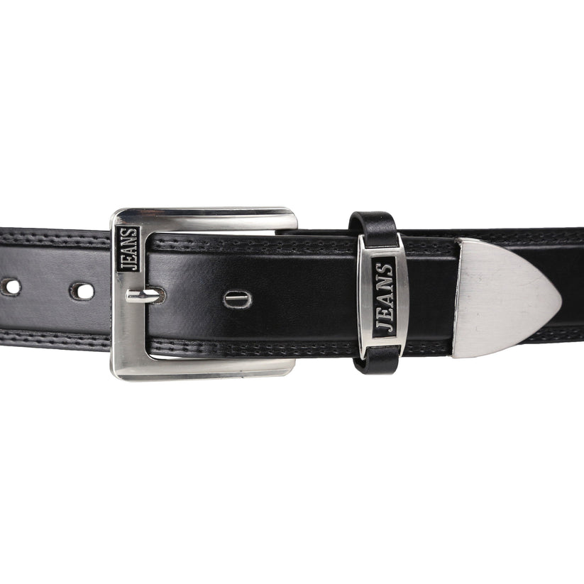 Forest Mens 1.5" Bonded Leather Jeans Belt Casual Work Buckle MB7001 - Buckle Detail - QHA UK