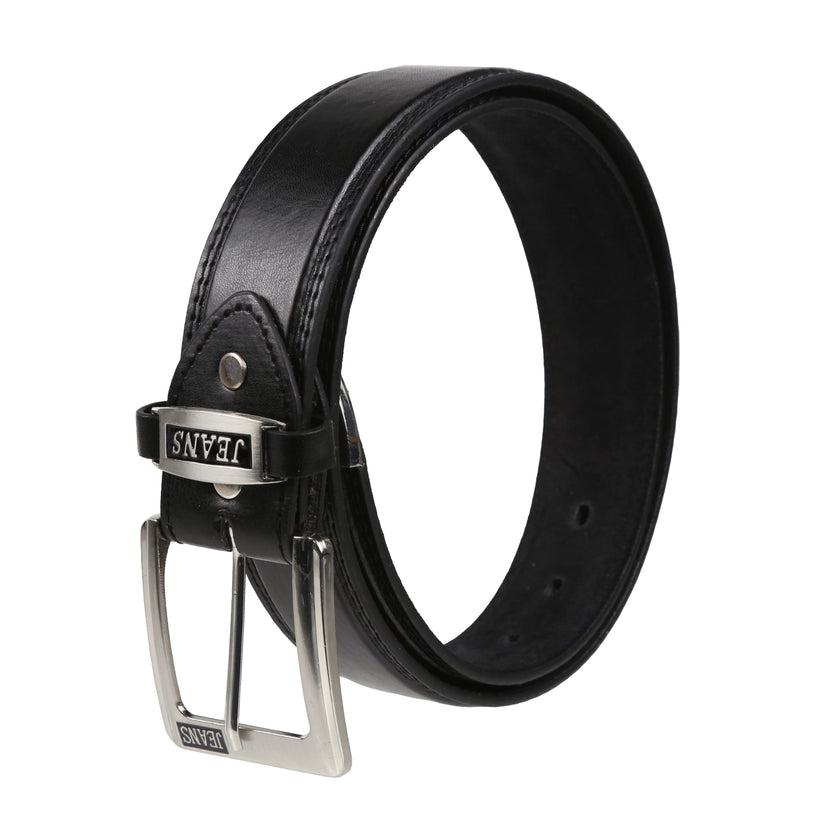Forest Mens 1.5" Bonded Leather Jeans Belt Casual Work Buckle MB7001 - Buckle Detail - QHA UK