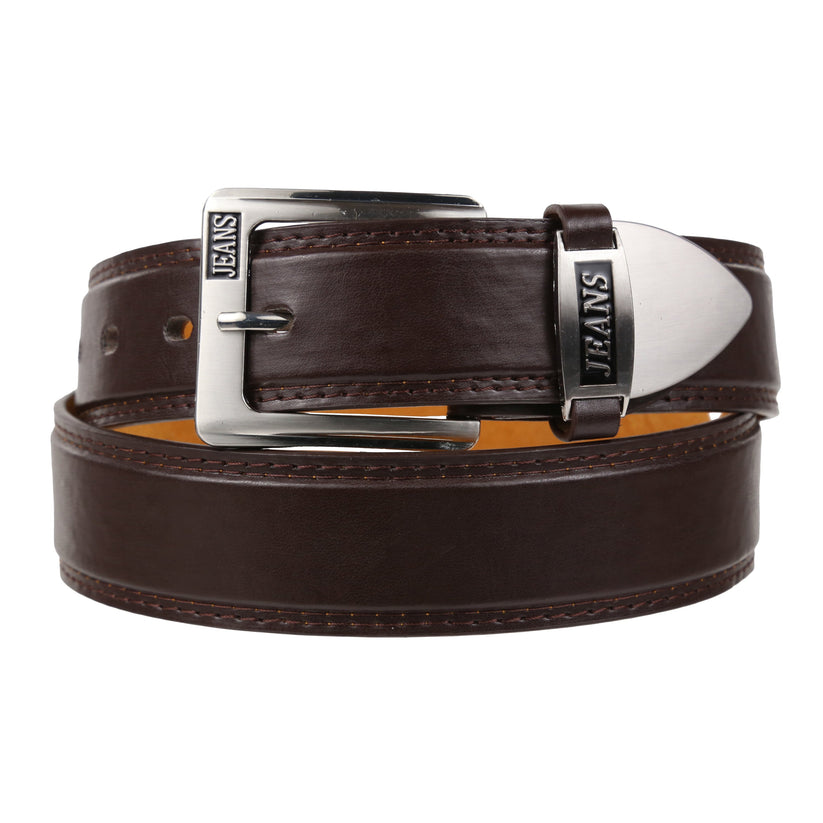 Forest Mens 1.5" Bonded Leather Jeans Belt Casual Work Buckle MB7001 - Buckle Detail - QHA UK