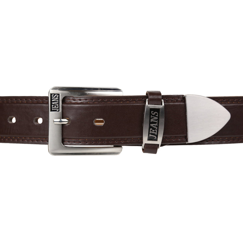 Forest Mens 1.5" Bonded Leather Jeans Belt Casual Work Buckle MB7001 - Buckle Detail - QHA UK