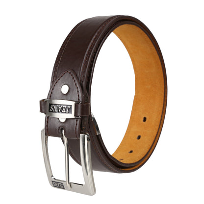 Forest Mens 1.5" Bonded Leather Jeans Belt Casual Work Buckle MB7001 - Buckle Detail - QHA UK