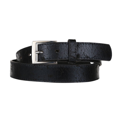 Forest Mens 1" Antique Design Bonded Leather Belt Slim Classic Buckle - Buckle Detail - QHA UK