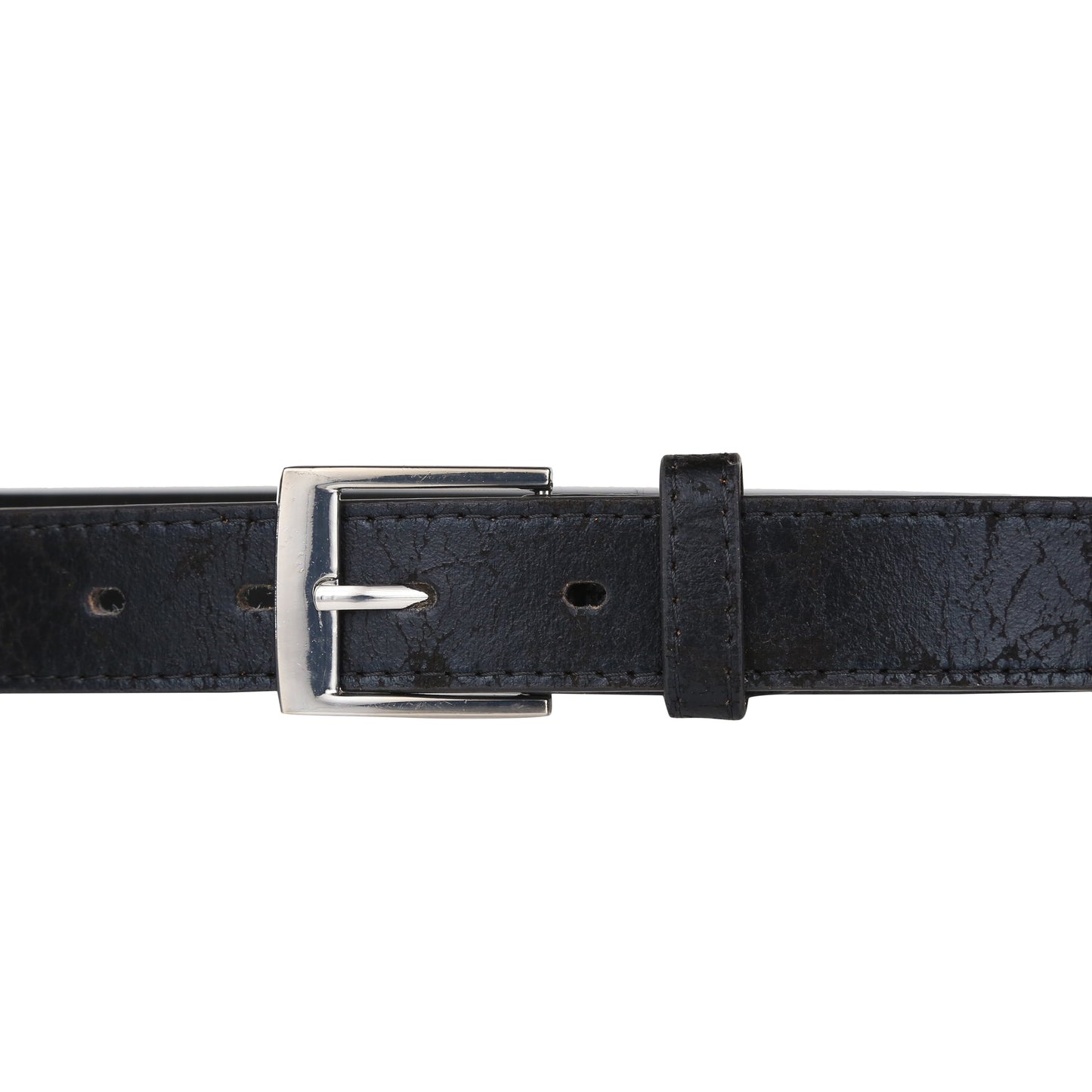 Forest Mens 1" Antique Design Bonded Leather Belt Slim Classic Buckle - Buckle Detail - QHA UK