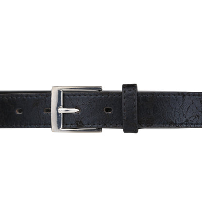 Forest Mens 1" Antique Design Bonded Leather Belt Slim Classic Buckle - Buckle Detail - QHA UK