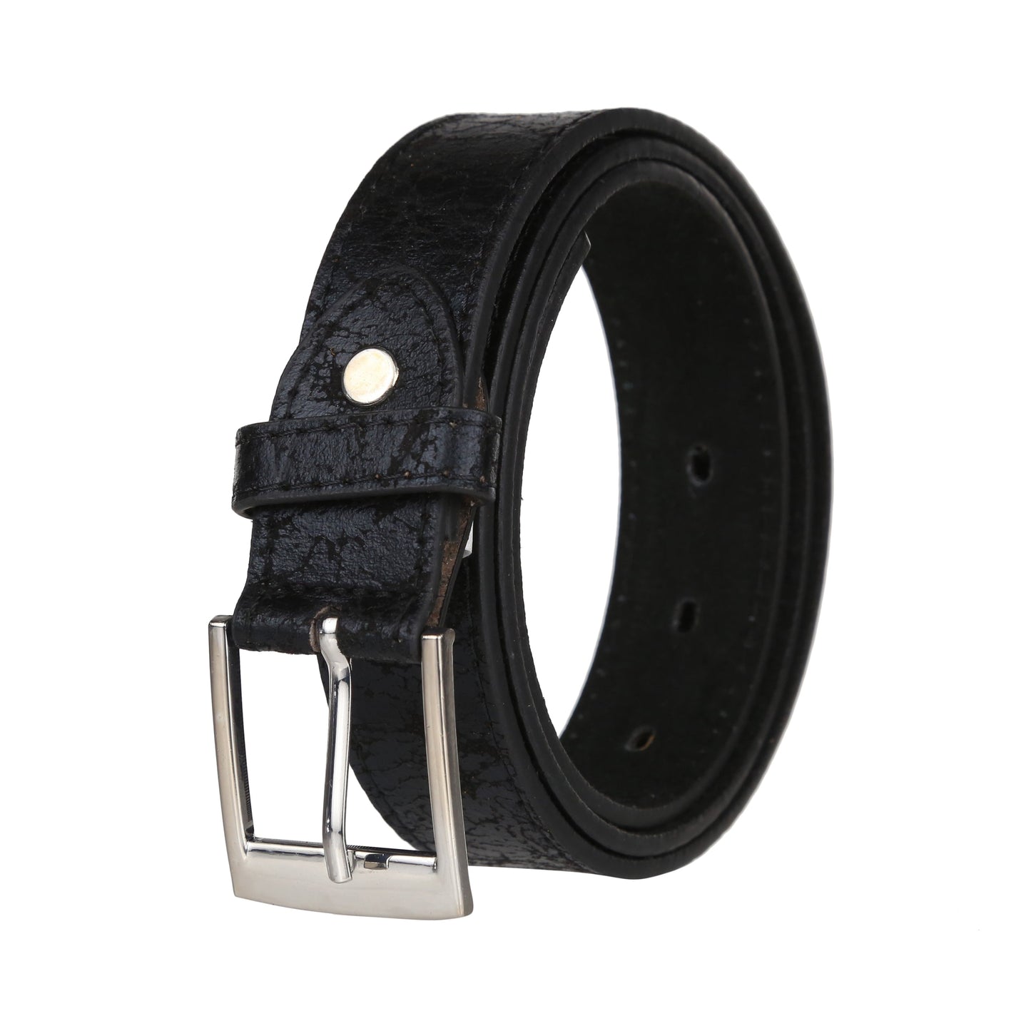 Forest Mens 1" Antique Design Bonded Leather Belt Slim Classic Buckle - Buckle Detail - QHA UK