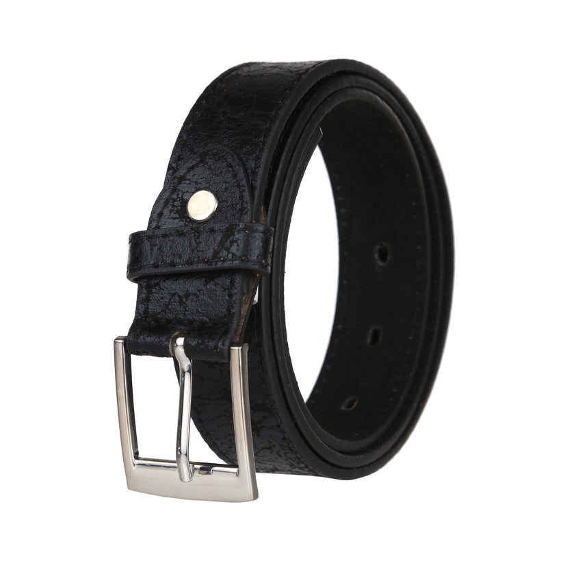 Forest Mens 1" Antique Design Bonded Leather Belt Slim Classic Buckle - Buckle Detail - QHA UK