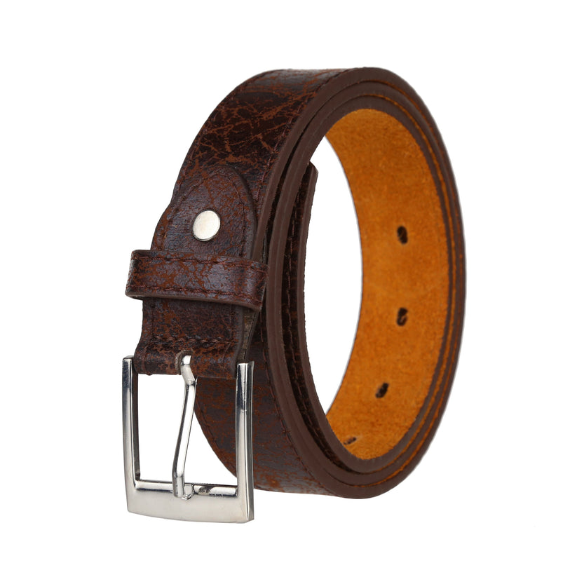 Forest Mens 1" Antique Design Bonded Leather Belt Slim Classic Buckle - Buckle Detail - QHA UK