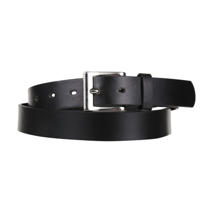 Forest Unisex 1" Bonded Leather Belt Square Buckle Slim Office MB131 - Buckle Detail - QHA UK