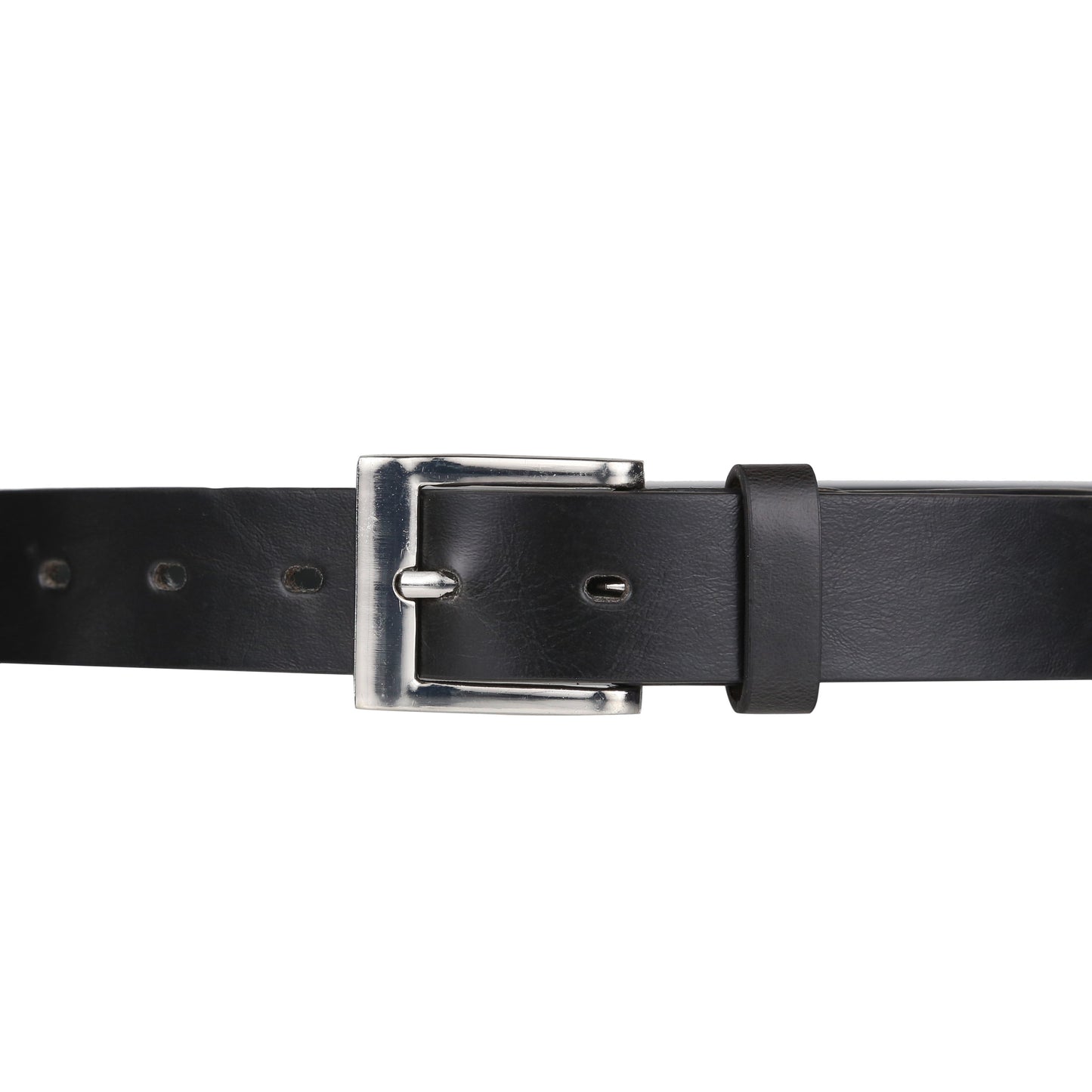 Forest Unisex 1" Bonded Leather Belt Square Buckle Slim Office MB131 - Buckle Detail - QHA UK