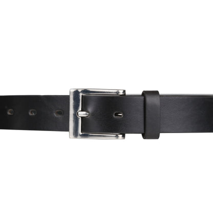 Forest Unisex 1" Bonded Leather Belt Square Buckle Slim Office MB131 - Buckle Detail - QHA UK