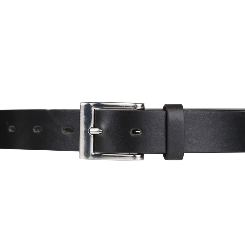 Forest Unisex 1" Bonded Leather Belt Square Buckle Slim Office MB131 - Buckle Detail - QHA UK