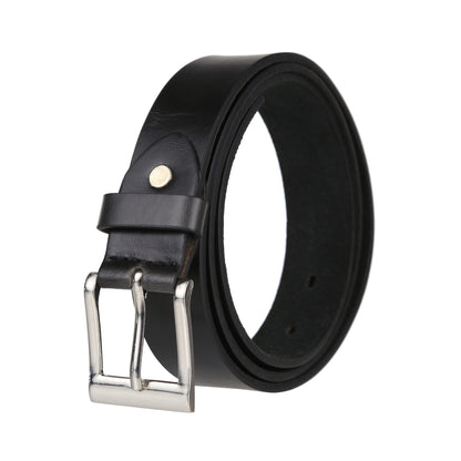 Forest Unisex 1" Bonded Leather Belt Square Buckle Slim Office MB131 - Buckle Detail - QHA UK