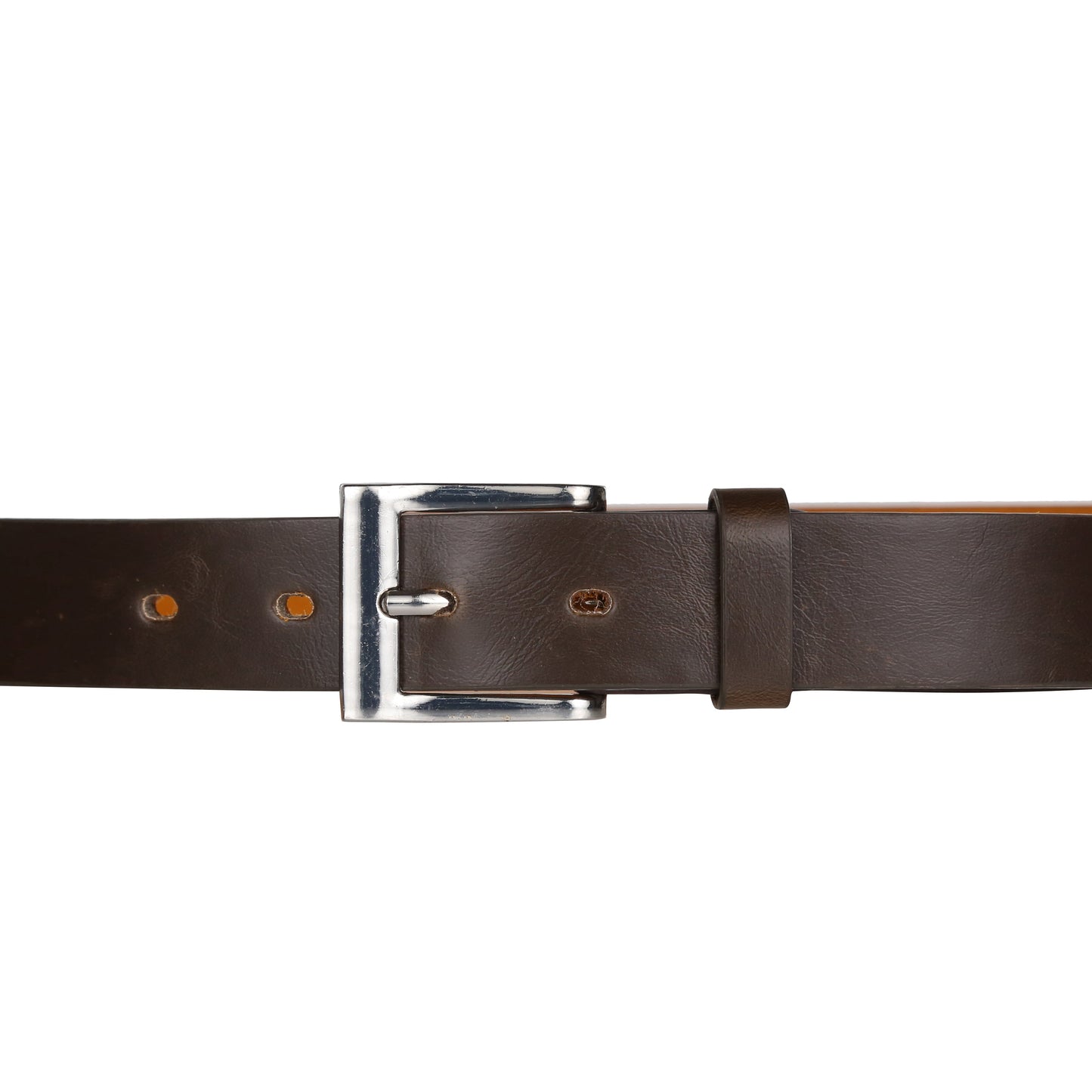 Forest Unisex 1" Bonded Leather Belt Square Buckle Slim Office MB131 - Buckle Detail - QHA UK