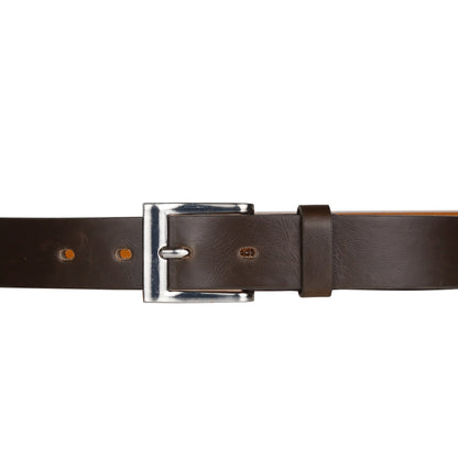 Forest Unisex 1" Bonded Leather Belt Square Buckle Slim Office MB131 - Buckle Detail - QHA UK
