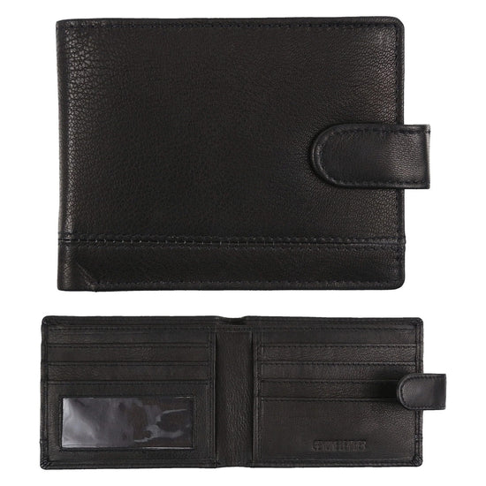 Mens Genuine Leather Wallet RFID Blocking Bifold Coin Pocket Card Hold - QHA UK