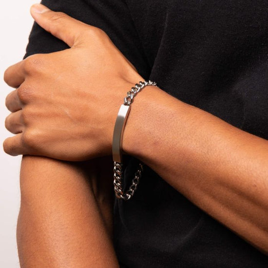 Fred Bennett Brushed Stainless Steel ID Bar Bracelet | QHAUK - QHA UK