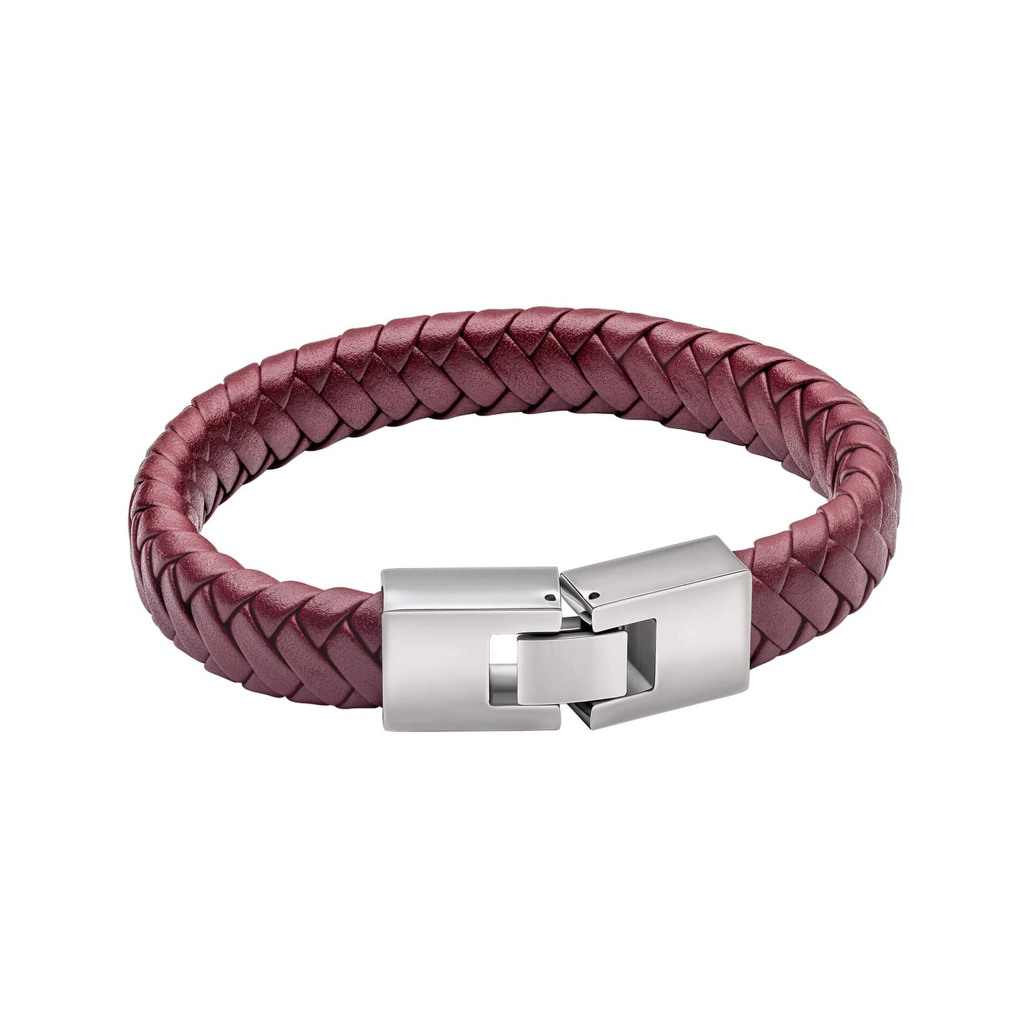 Fred Bennett Burgundy Leather Bracelet with Statement Clasp - QHA UK