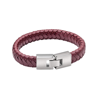 Fred Bennett Burgundy Leather Bracelet with Statement Clasp - QHA UK