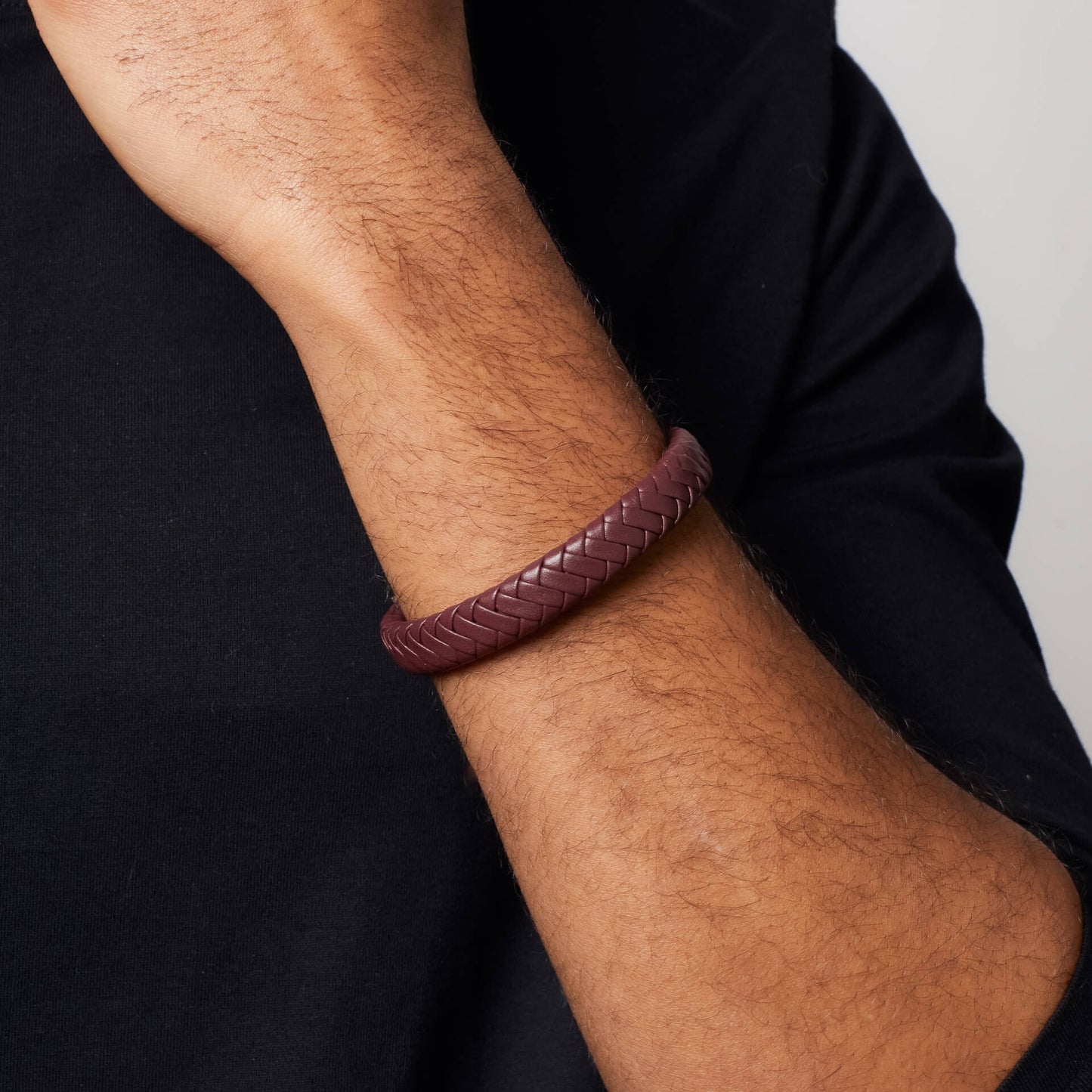 Fred Bennett Burgundy Leather Bracelet with Statement Clasp - QHA UK