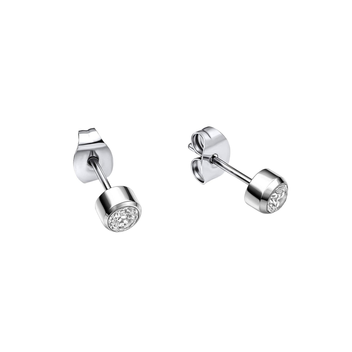Fred Bennett Smaller Fit Stainless Steel Stud Earrings with CZ - QHA UK