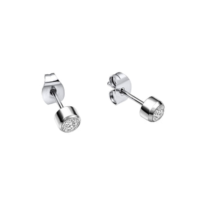 Fred Bennett Smaller Fit Stainless Steel Stud Earrings with CZ - QHA UK