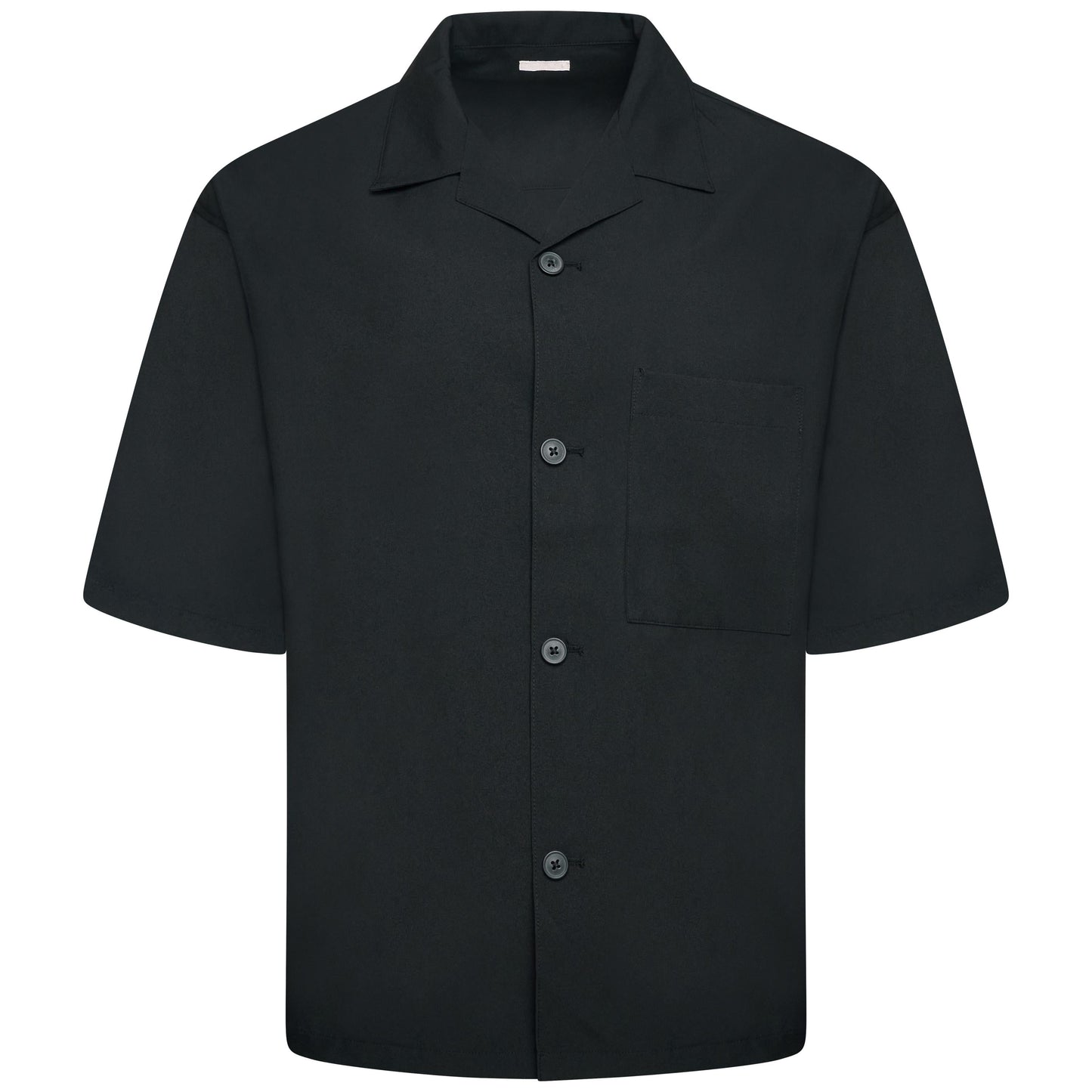 Men's Open Collar Summer Shirt | Short Sleeve | Relaxed Fit | S–XL | Black Grey Beige - Collar Detail - QHA UK