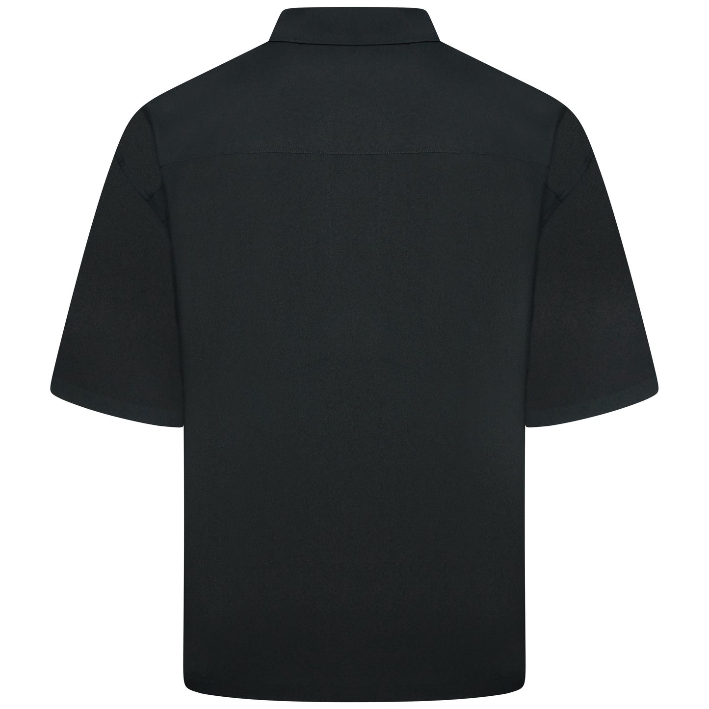 Men's Open Collar Summer Shirt | Short Sleeve | Relaxed Fit | S–XL | Black Grey Beige - Collar Detail - QHA UK