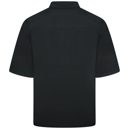 Men's Open Collar Summer Shirt | Short Sleeve | Relaxed Fit | S–XL | Black Grey Beige - Collar Detail - QHA UK